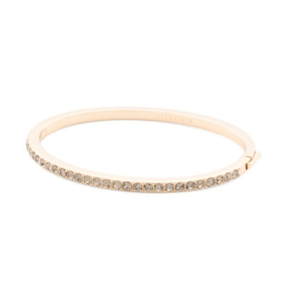 AllSaints New Gold Tone Pave Hinged Bangle Bracelet Pouch Included